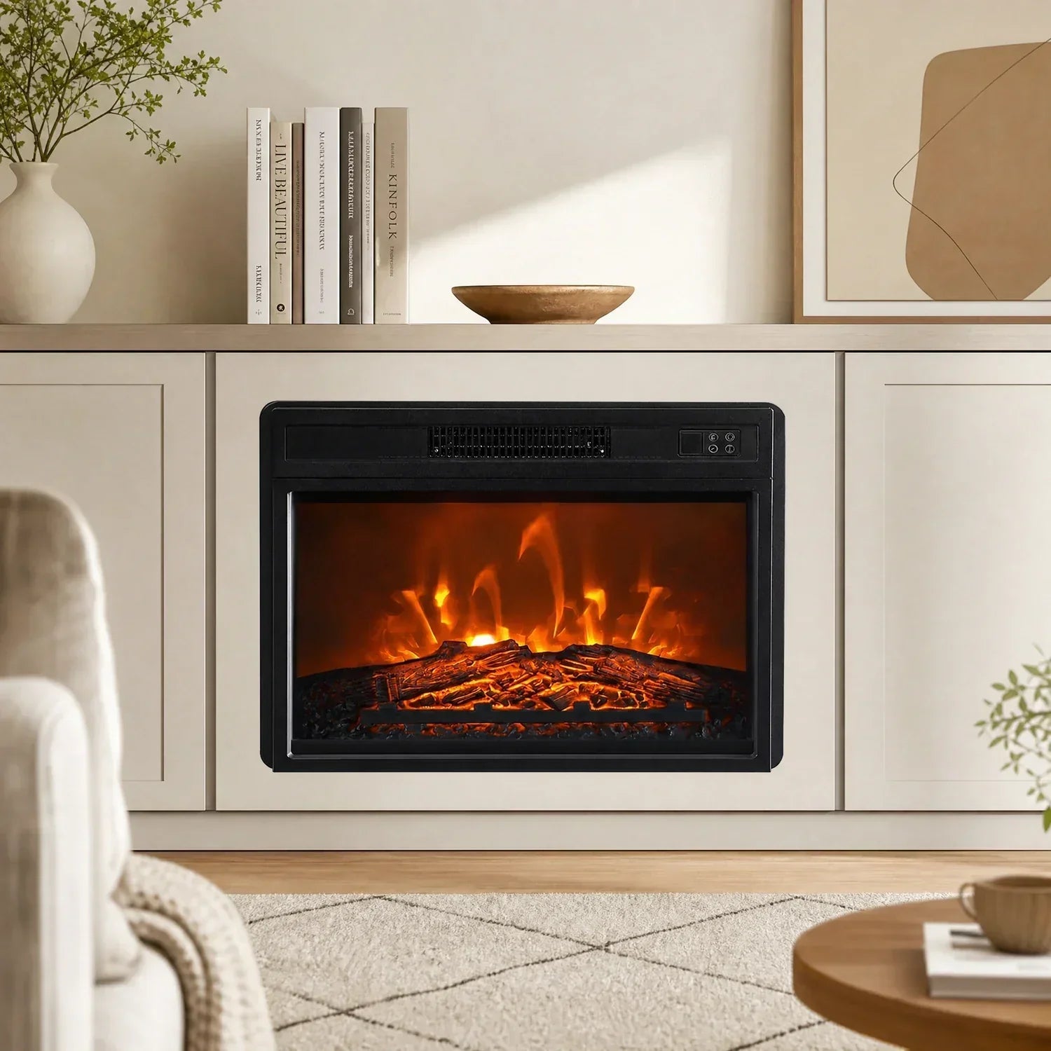 Cheminée électrique encastrable noire Evoria 23" avec télécommande