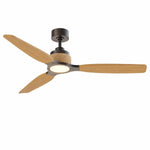 Ventilateur de plafond Louise noir/bois naturel Ø142 cm avec pales en bois massif 100 %