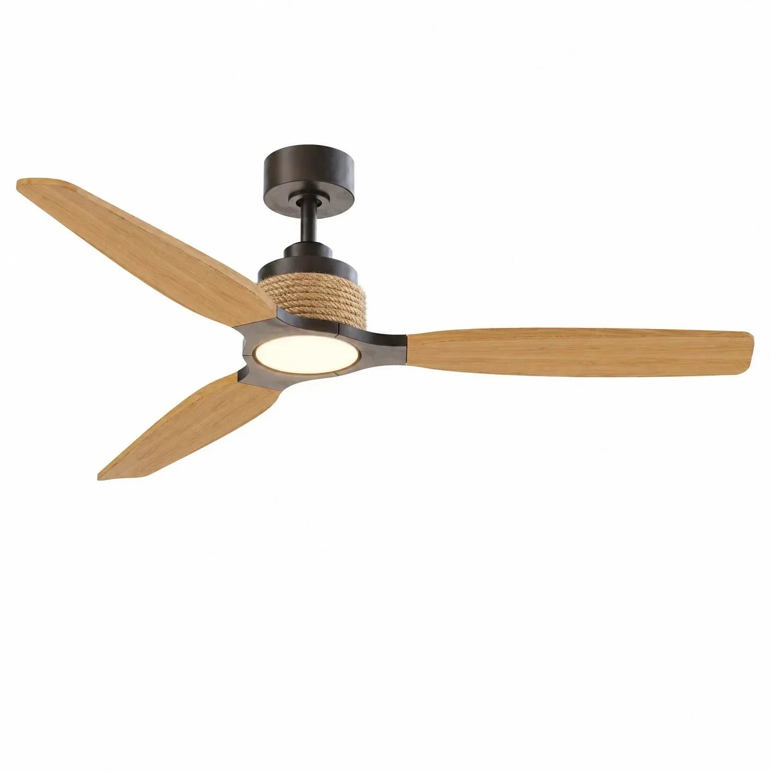 Ventilateur de plafond Louise noir/bois naturel Ø142 cm avec pales en bois massif 100 %