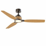Ventilateur de plafond Louise noir/bois naturel Ø142 cm avec pales en bois massif 100 %