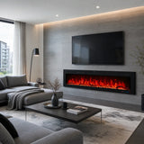 Cheminée électrique murale Blazea 188 cm 74" avec 13 couleurs de flammes, foyer électrique intégré avec télécommande 750/1500W
