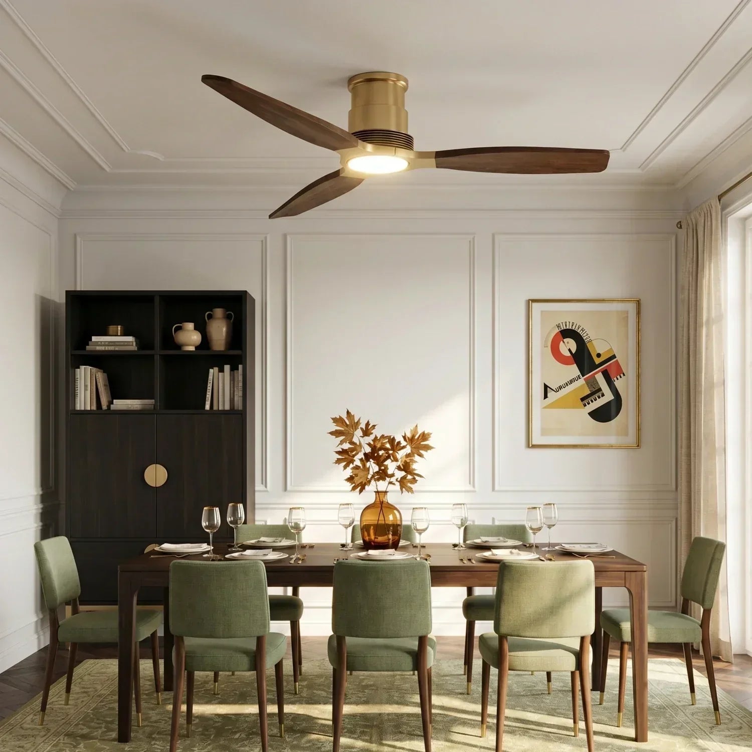 Ventilateur de plafond Louise Soft Brass Ø142 cm avec pales en bois massif 100 %