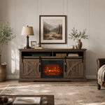 173cm/68" Farmhouse Brown TV Stand with 23" Electric Fireplace Inset