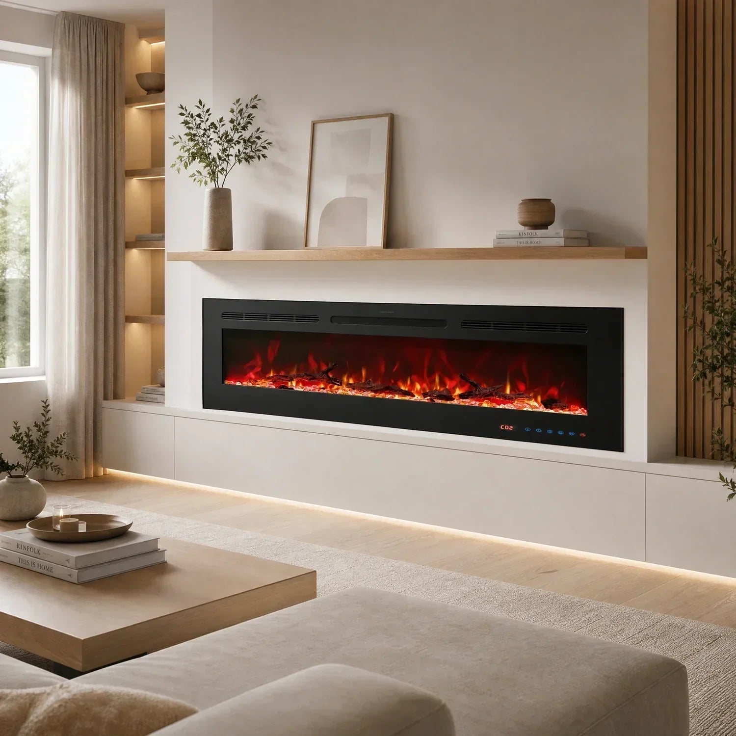 183 cm 72" Celsio feu électrique encastré intégré Hole in the Wall avec 13 couleurs de flamme 750W/1500W