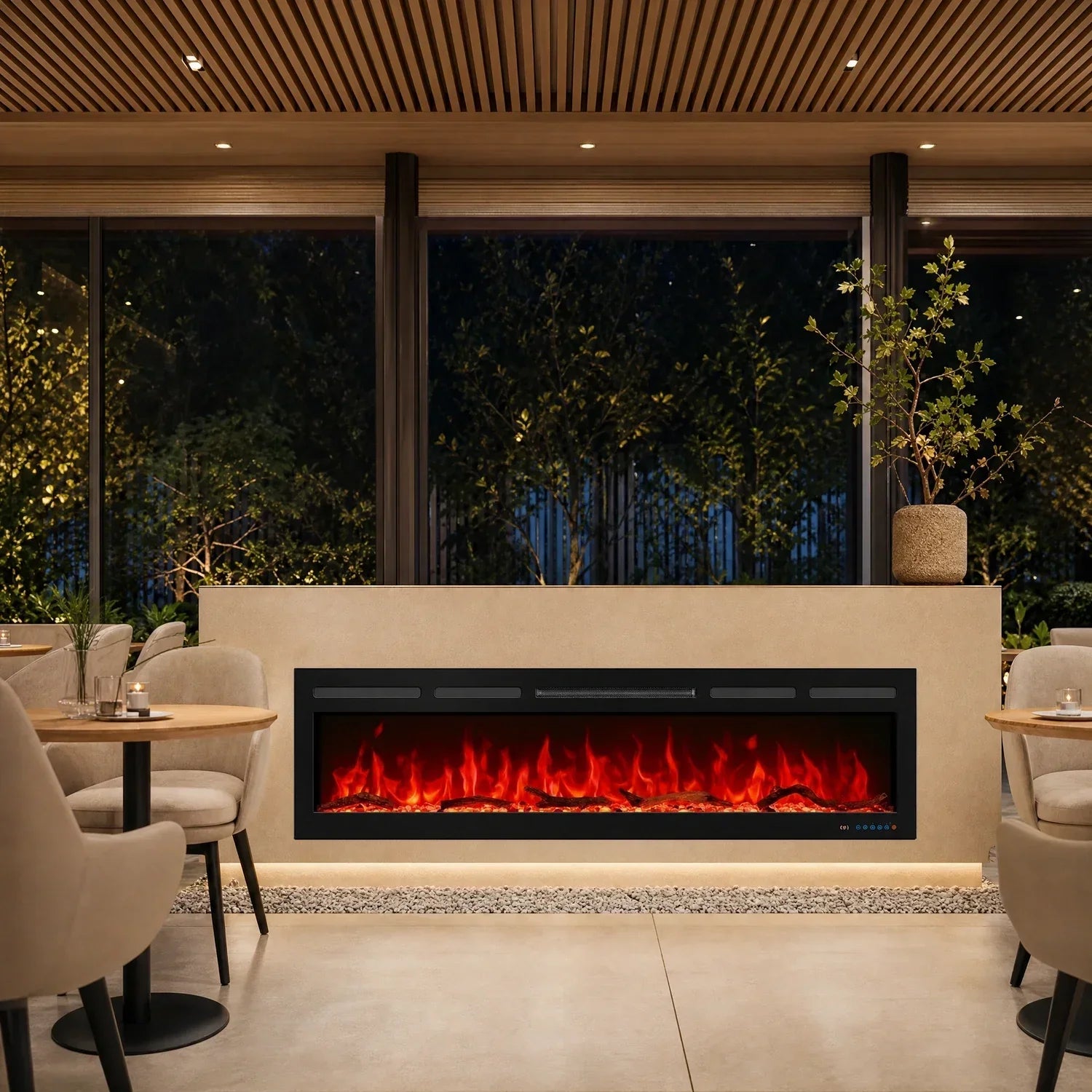 Cheminée électrique murale Blazea 188 cm 74" avec 13 couleurs de flammes, foyer électrique intégré avec télécommande 750/1500W