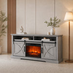 Rowan 173cm/68" Farmhouse Grey TV Stand with 23" Electric Fireplace Inset
