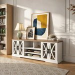 Ashford 93"/236cm White TV Stand With Storage Cabinets & 36"/91cm Electric Fireplace