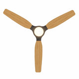 Ventilateur de plafond Louise noir/bois naturel Ø142 cm avec pales en bois massif 100 %