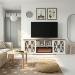 Ashford 93"/236cm White TV Stand With Storage Cabinets & 36"/91cm Electric Fireplace