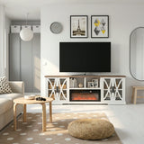 Ashford 93"/236cm White TV Stand With Storage Cabinets & 36"/91cm Electric Fireplace