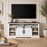Rowan 173cm/68" Farmhouse White TV Stand with 23" Electric Fireplace Inset