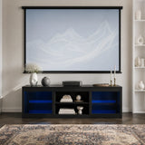 168cm/66" Black LED TV Stand with Electric Fire Fits Up to 75" TVs with LED Shelf Lighting