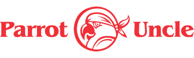 Parrot Uncle logo with red parrot design and bold text
