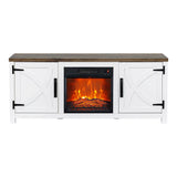 147cm/58" Recessed Electric Fireplace TV Stand with Closed Storage, Storage Cabinet with Adjustable Shelves, Fits Up to 65" TVs
