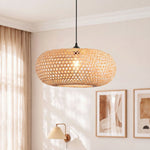 Suspension moderne et élégante en bambou ovale Ø55 cm