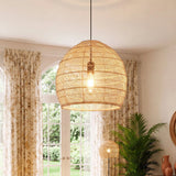 Suspension en rotin tressé minimaliste aux tons terreux Ø40cm