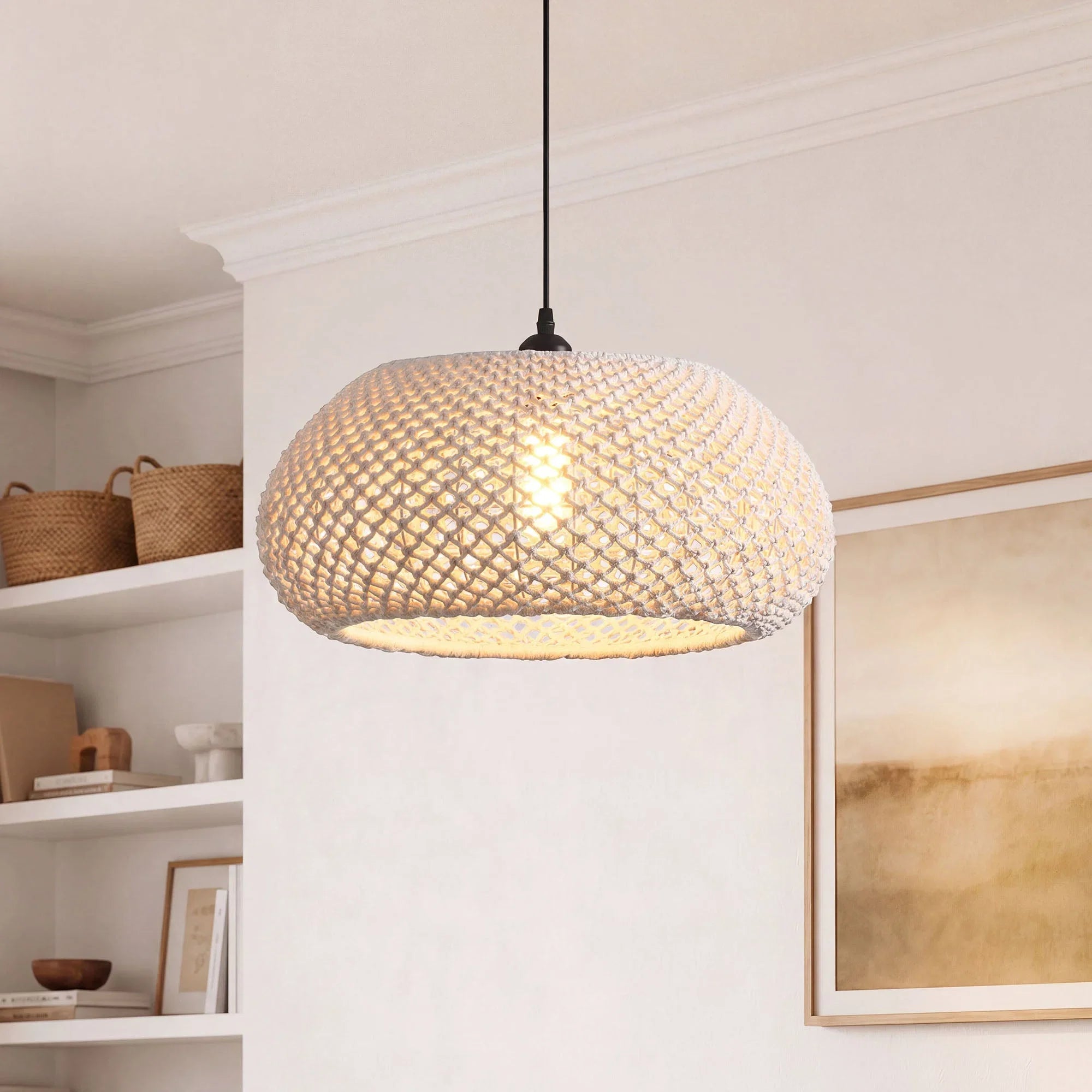 Suspension en coton tissé rustique bohème Ø48cm