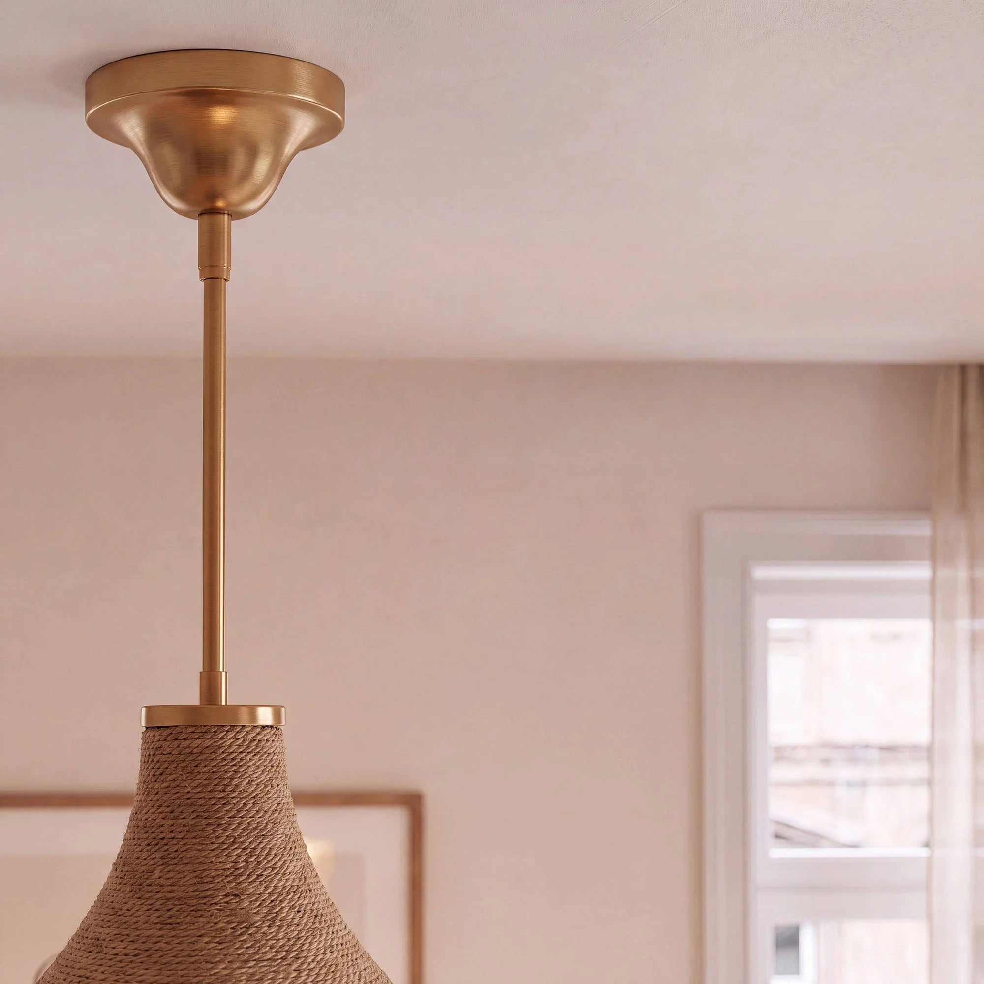 Suspension texturée en corde de chanvre et verre Ø33cm