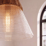 Suspension en rotin et verre Ø35cm