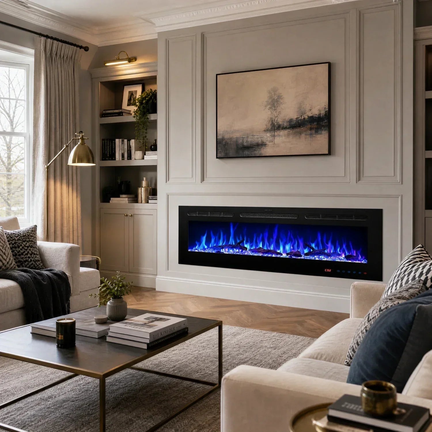Feu électrique encastrable Celsio de 152 cm 60" à encastrer dans le mur avec 13 couleurs de flammes