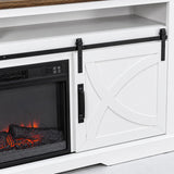 Meuble TV blanc style ferme Brimley 173 cm avec insert de cheminée électrique de 61 cm 