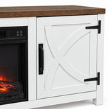Silvara 147cm Recessed Electric Fireplace TV Stand with Closed Storage, Storage Cabinet with Adjustable Shelves, Fits Up to 65" TVs