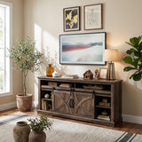 Rowan 173cm/68" Farmhouse Brown TV Stand with 23" Electric Fireplace Inset