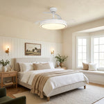 Ventilateur de plafond Serena à moteur DC ultra-silencieux Ø106 cm avec 3 pales rétractables et éclairage LED