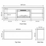 Meuble TV Aruna LED blanc 168 cm avec cheminée électrique, convient aux téléviseurs jusqu’à 75" avec éclairage LED des étagères 
