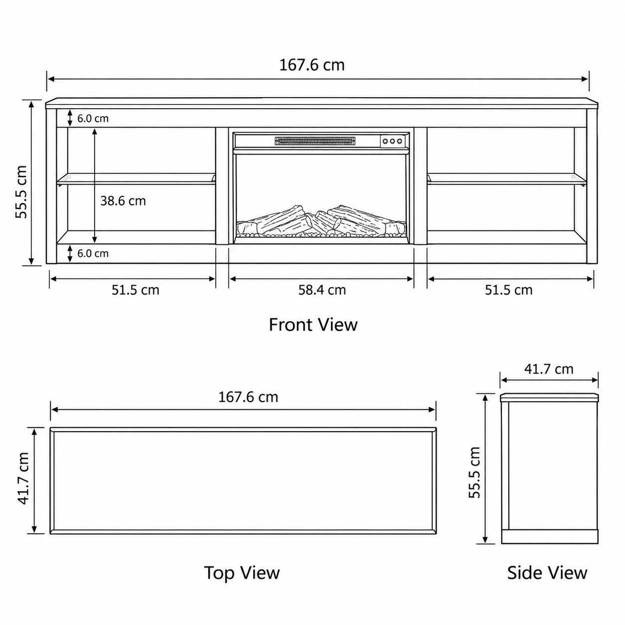 Meuble TV Aruna noir 168 cm/66