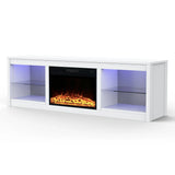 Aruna 168cm/66" White LED TV Stand with Electric Fire Fits Up to 75" TVs with LED Shelf Lighting