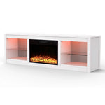 Aruna 168cm/66" White LED TV Stand with Electric Fire Fits Up to 75" TVs with LED Shelf Lighting