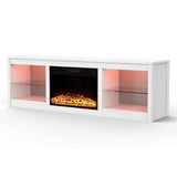 Aruna 168cm/66" White LED TV Stand with Electric Fire Fits Up to 75" TVs with LED Shelf Lighting