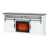 Meuble TV blanc style ferme Brimley 173 cm avec insert de cheminée électrique de 61 cm 