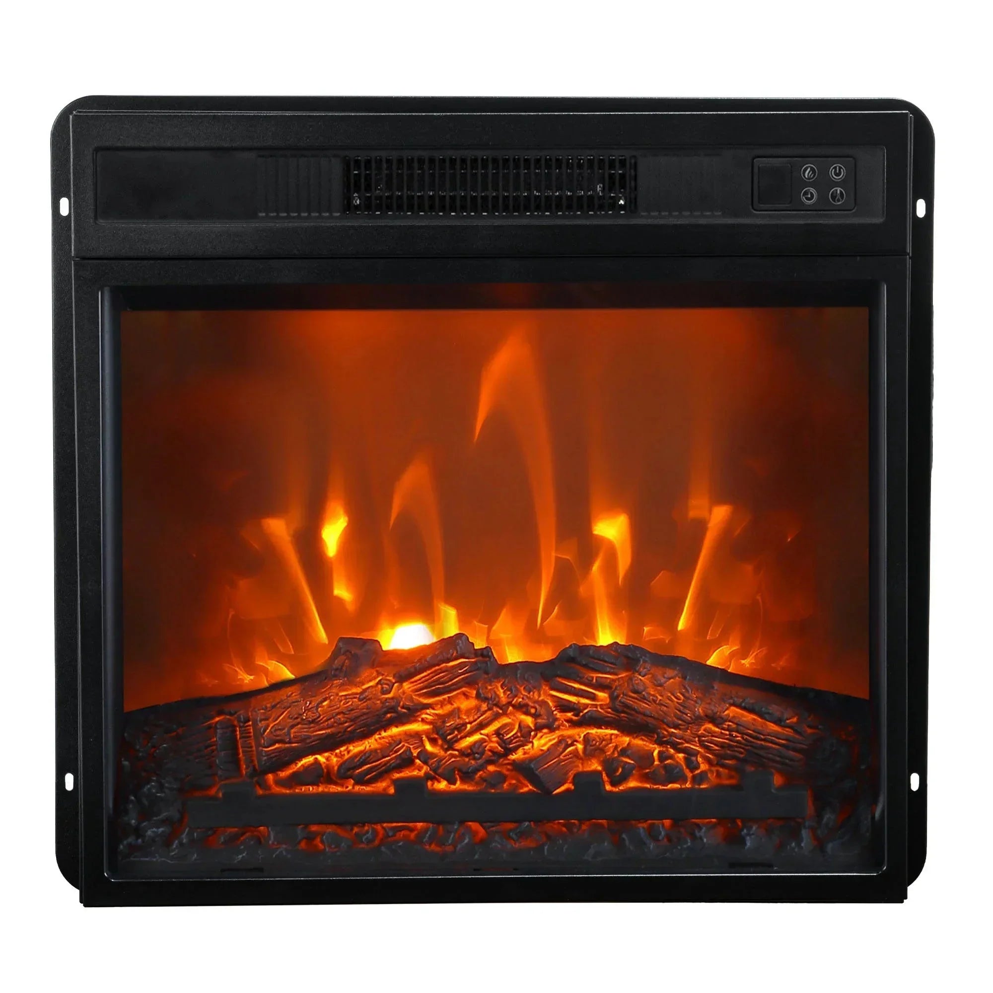 Foyer électrique encastrable moderne noir Evoric 18" avec télécommande
