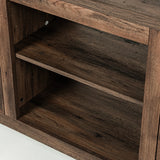 Silvara 147cm Brown TV Stand with Electric Fire, TV Stand with Barn Door, Storage Cabinet with Adjustable Shelves, Fits Up to 65" TVs