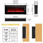Cheminée électrique encastrable Celsio 106 cm 42" avec 13 couleurs de flammes, montage mural, 750/1500 W