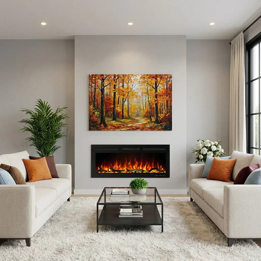 106 cm 42" Blazea cheminée électrique encastrable ou murale avec 13 couleurs de flamme et télécommande 750/1500W