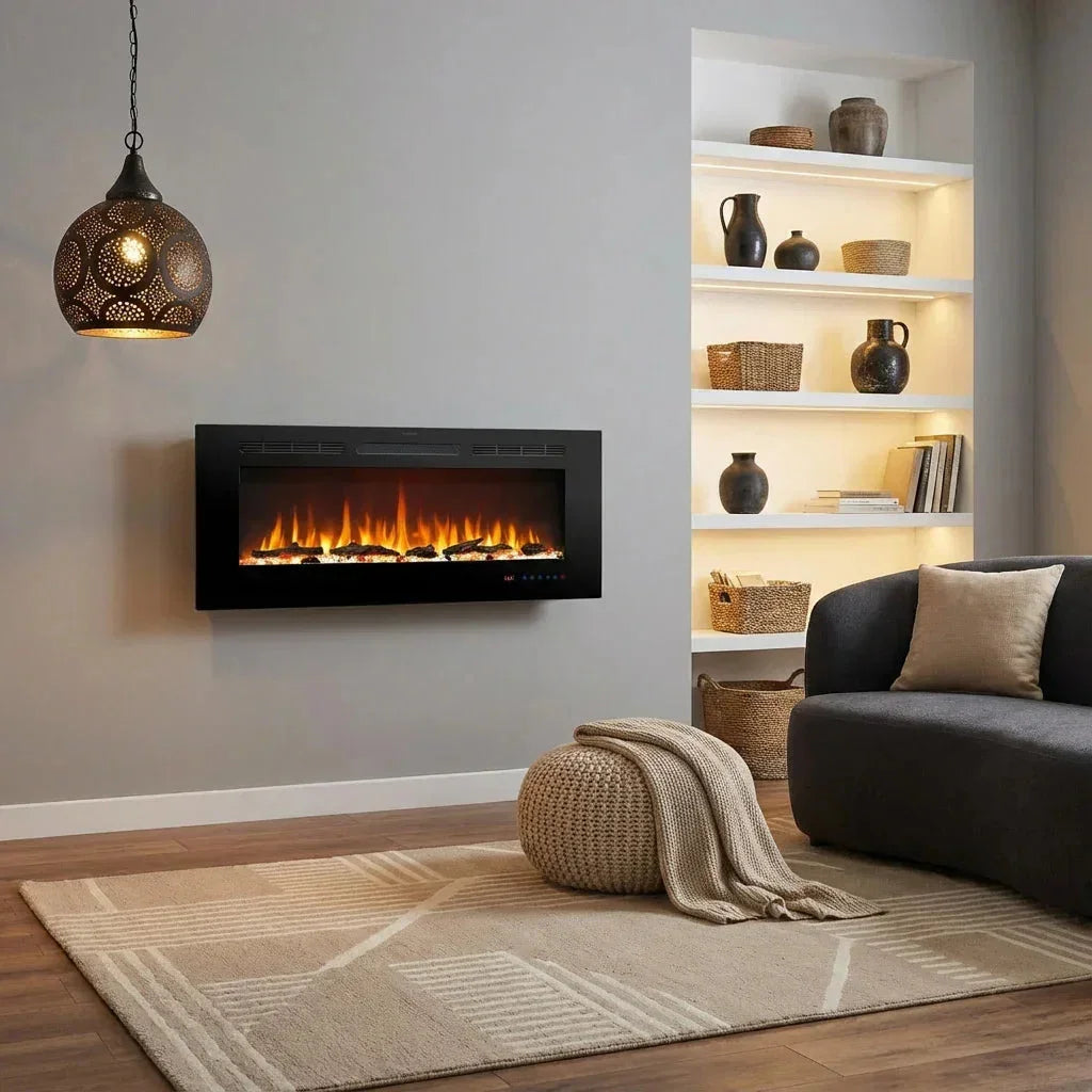 Cheminée électrique murale Celsio 127 cm 50" cheminée électrique encastrable avec 13 couleurs de flammes 750/1500W