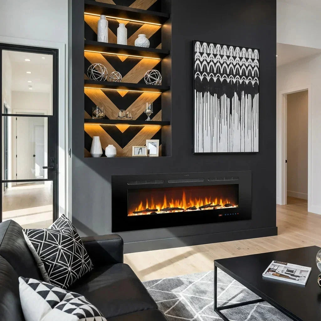 Cheminée électrique murale Celsio 127 cm 50" cheminée électrique encastrable avec 13 couleurs de flammes 750/1500W