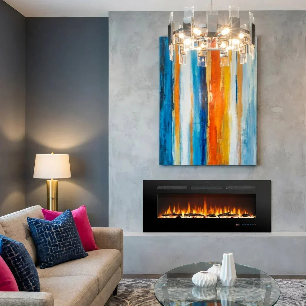 Cheminée électrique murale Celsio 127 cm 50" cheminée électrique encastrable avec 13 couleurs de flammes 750/1500W