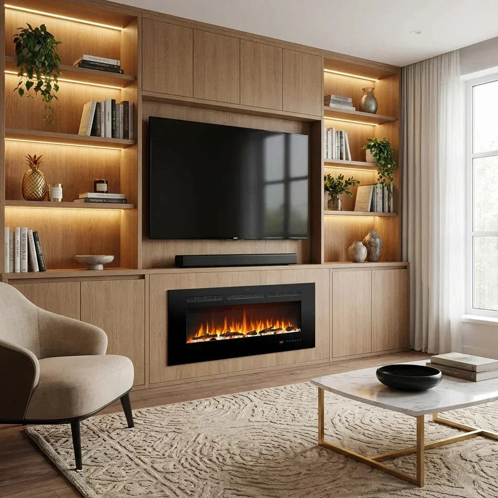 Cheminée électrique murale Celsio 127 cm 50" cheminée électrique encastrable avec 13 couleurs de flammes 750/1500W