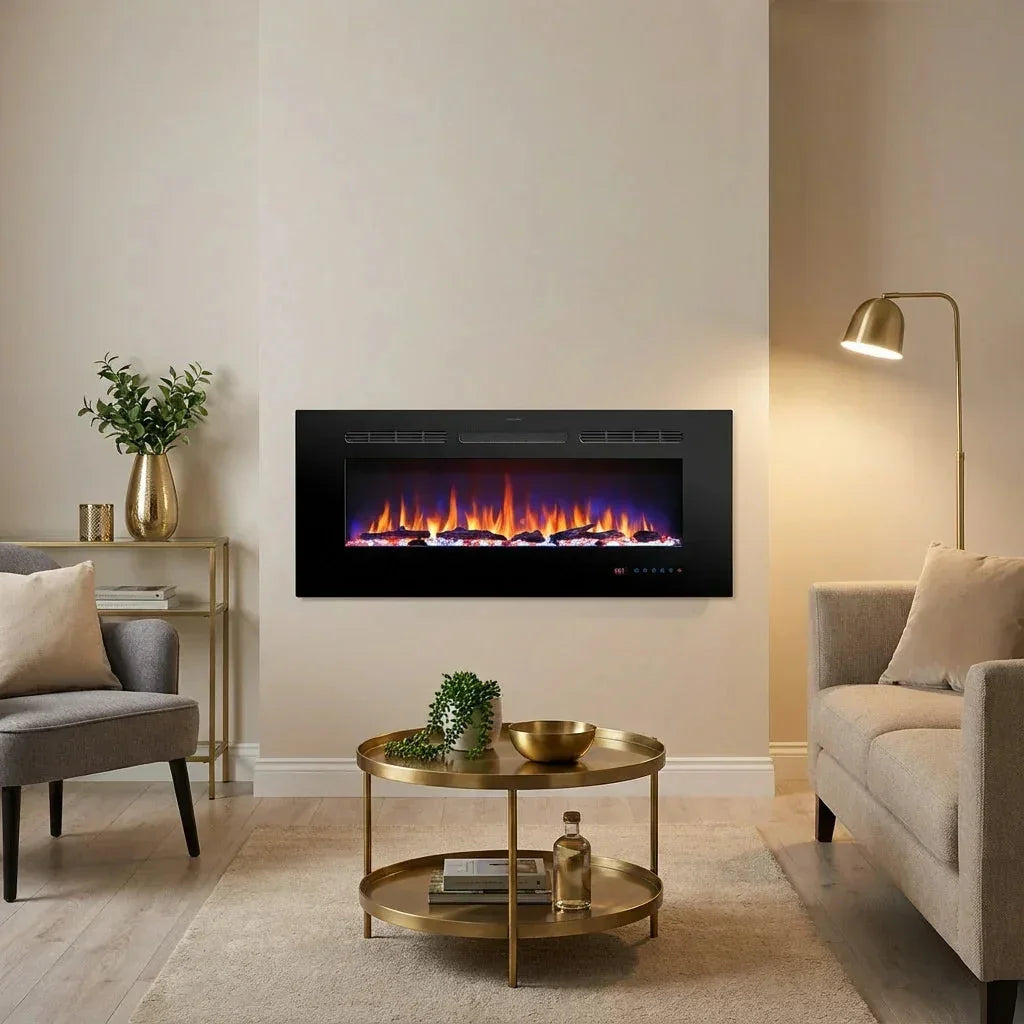 Cheminée électrique murale Celsio 127 cm 50" cheminée électrique encastrable avec 13 couleurs de flammes 750/1500W
