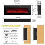 Cheminée électrique murale Celsio 127 cm 50" cheminée électrique encastrable avec 13 couleurs de flammes 750/1500W