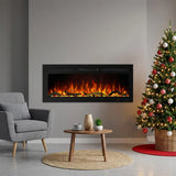 127 cm 50" Cheminée électrique murale multimédia Blazea avec feu électrique intégré à 13 couleurs de flamme avec télécommande 750/1500W