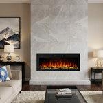 127 cm 50" Cheminée électrique murale multimédia Blazea avec feu électrique intégré à 13 couleurs de flamme avec télécommande 750/1500W