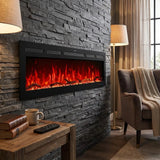 127 cm 50" Cheminée électrique murale multimédia Blazea avec feu électrique intégré à 13 couleurs de flamme avec télécommande 750/1500W