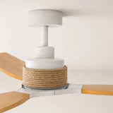 Ventilateur de plafond Louise blanc/bois naturel Ø142 cm avec pales en bois massif 100 %