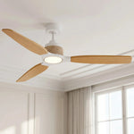 Ventilateur de plafond Louise blanc/bois naturel Ø142 cm avec pales en bois massif 100 %