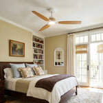 Ventilateur de plafond Louise blanc/bois naturel Ø142 cm avec pales en bois massif 100 %